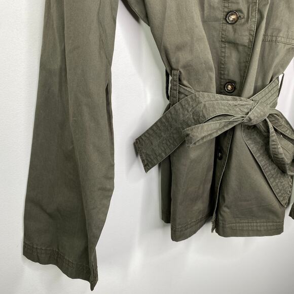 Cato Green Lightweight Button Front Belted Jacket Women's Size Large L - Picture 3 of 7